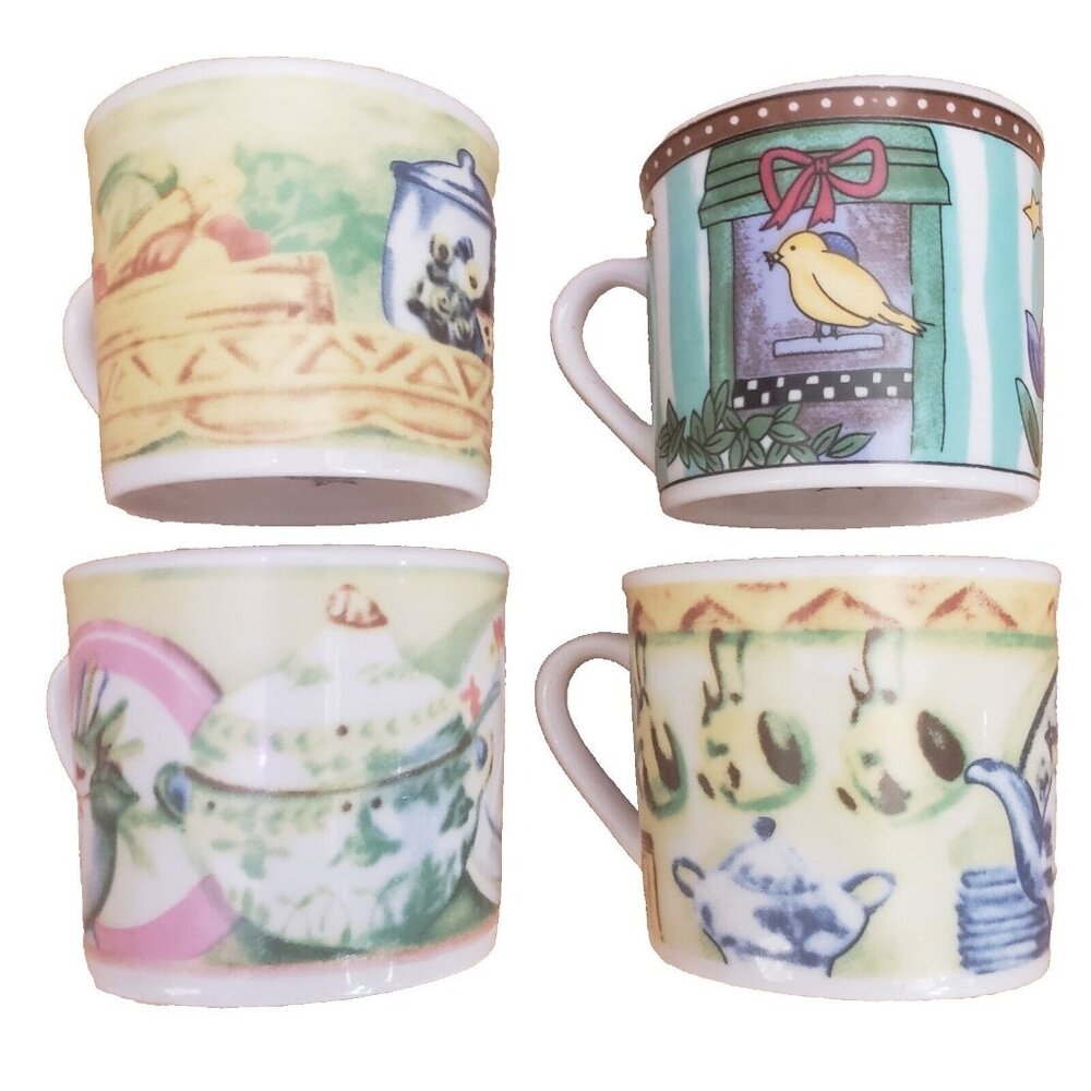 SGC Fine Italian Designs Teacups Demitasse Espresso Retro Set 4 Vintage